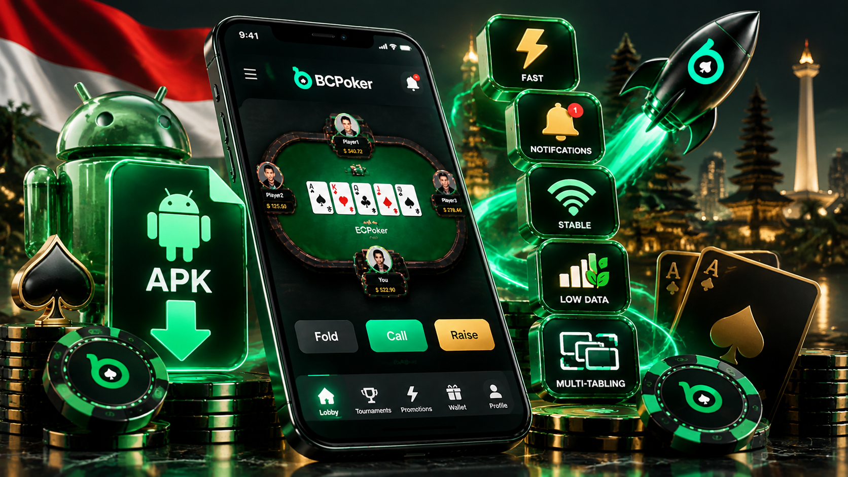 BC Poker app mobile interface Indonesia